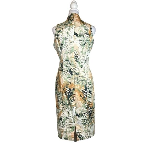 Rachel Roy Dress Womens Size 8 Peach Green Snakeskin Watercolors Sheath Lined - Picture 3 of 8